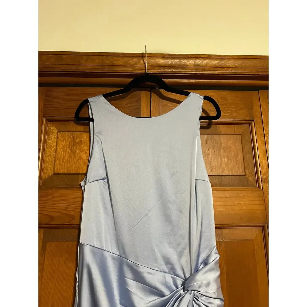 NWOT Abercrombie & Fitch Women’s Draped Satin Maxi Dress Periwinkle Blue Size LT